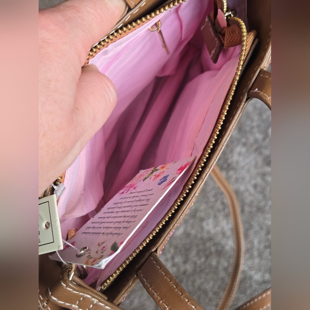 Viral Handmade Pink Beaded Tote Bag Crossbody Purse With Leather Straps NWT - Picture 11 of 11